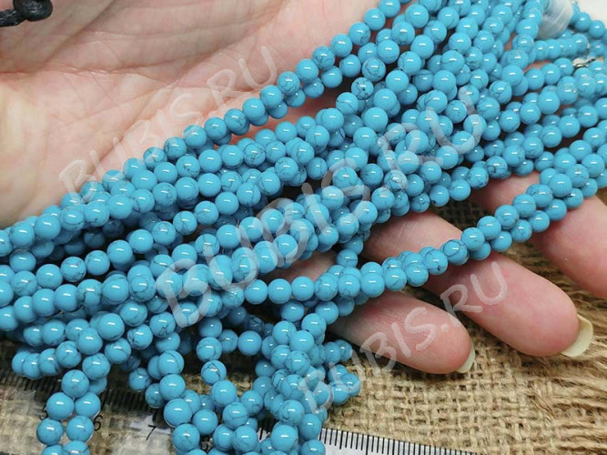 Бусина округлая 4мм Бирюза голубая пресс. (камни) (10шт.)