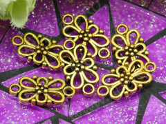 066 Коннектор Цветочек прямоугольный 16*8*3,5мм античное золото (литьё)