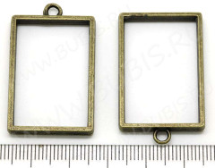 Подвеска Прямоугольник 06 рамка для эпоксидки/полимерки 37*23*3,7мм античная бронза (литьё)