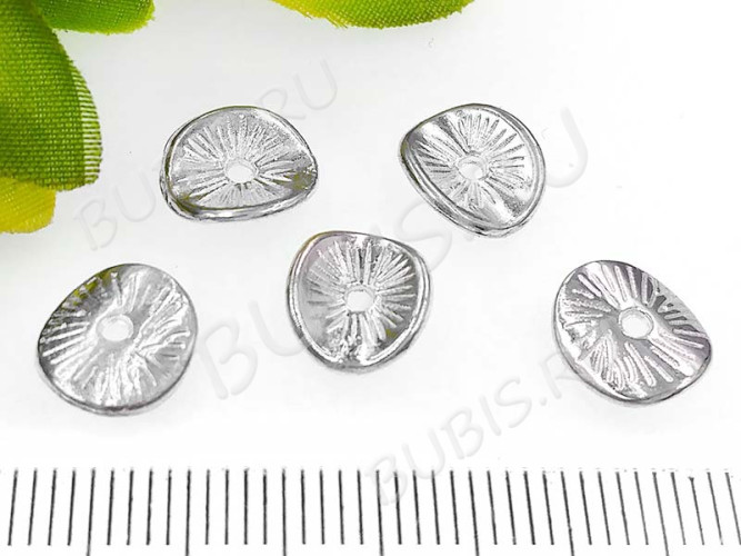 (СКИДКИ!!!) Рондели 048 волнистые 9,5*8,5*2,3мм серебристые (литьё) (10шт.)