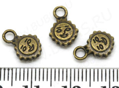 (СКИДКИ!!!) Подвеска Солнышко 01 двусторонняя маленькая 11*8*2мм античная бронза (литьё) (10шт.)