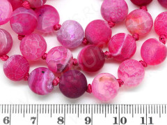 Бусина округлая 10мм матовый Агат кракле фуксия полупрозрачный (камни)
