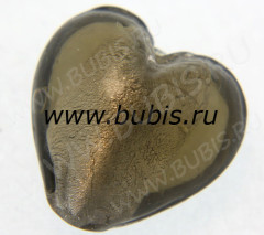 117 Бусина Сердце с серебром 15*15*9мм цвет 06 серый (венецианское стекло)