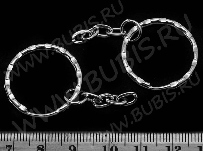 Карабин для брелка 09 Кольцо 25*25*2,6мм и цепочка 28*4,5*4,5мм цвет платины (Iron)