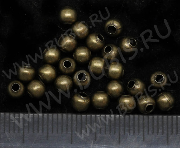 (СКИДКИ!!!) Бусина Шарик металлический 4мм античная бронза (Iron) (100шт.)