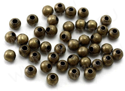 (СКИДКИ!!!) Бусина Шарик металлический 4мм античная бронза (Iron) (100шт.)