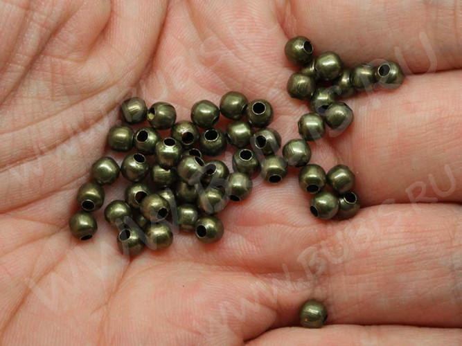 (СКИДКИ!!!) Бусина Шарик металлический 4мм античная бронза (Iron) (100шт.)
