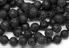 (ОПТ) Бусина округлая 6мм Лава вулканическая чёрная (камни) (НИТЬ)