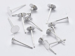 Пуссеты (&quot;гвоздики&quot;) №159 серебро с пробой S925 с платформой (площадкой) 5мм 11,5*5*0,7мм серебристые (Sterling Silver) (1 пара)