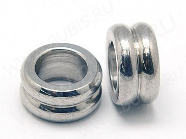Бусина 157 рондель разделитель  10*10*5мм цвет платины (хирургическая сталь)