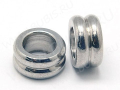 Бусина 157 рондель разделитель  10*10*5мм цвет платины (хирургическая сталь)