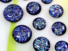 Кабошон Фьюзинг Круглый 13мм Дихроик на черном Серо-зелено-голубой Рельеф