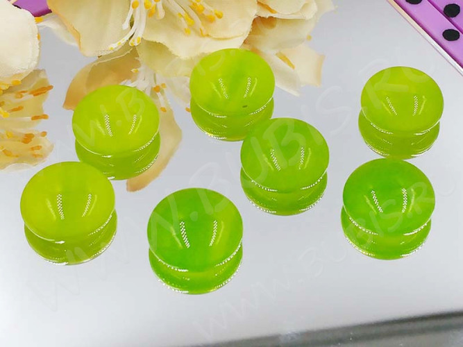 Кабошон Фьюзинг 351  Круглый 16-28мм Двухцветное Зеленый на прозрачном Волна