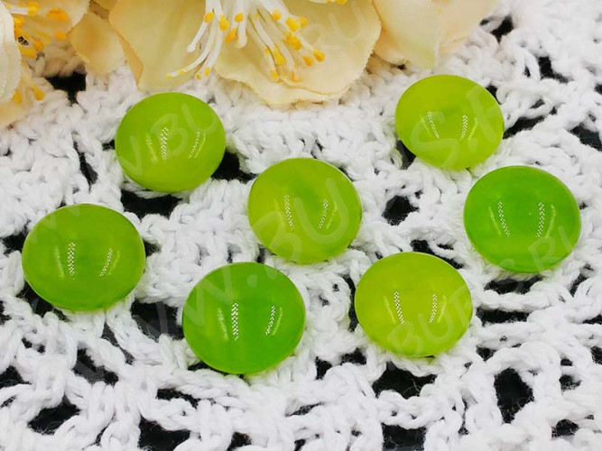 Кабошон Фьюзинг 351  Круглый 16-28мм Двухцветное Зеленый на прозрачном Волна