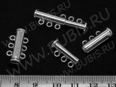 Магнитный замочек №21 слайдер лифт на 3 нити (6 петелек) 20*10*7мм цвет платины (Brass)