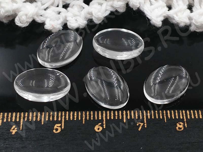 (СКИДКИ!!!) Кабошон стеклянный 03 Овал 14*10*3,3мм прозрачный (стекло) (10шт.)