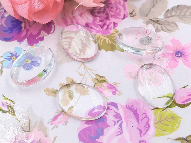 (СКИДКИ!!!) Кабошон стеклянный 03 Овал 14*10*3,3мм прозрачный (стекло) (10шт.)