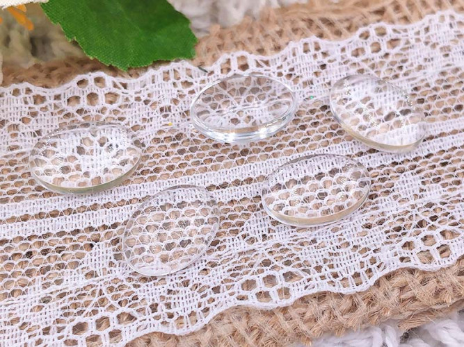 (СКИДКИ!!!) Кабошон стеклянный 03 Овал 14*10*3,3мм прозрачный (стекло) (10шт.)