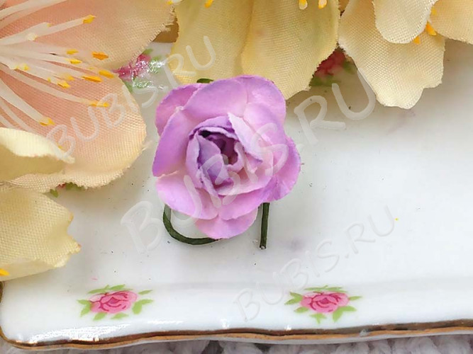 (СКИДКИ!!!) Цветок для декора 01 бумажный 70*10*10мм св.сиреневый с белым (декор) (12шт.)