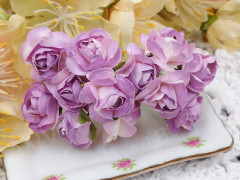 (СКИДКИ!!!) Цветок для декора 01 бумажный 70*10*10мм св.сиреневый с белым (декор) (12шт.)