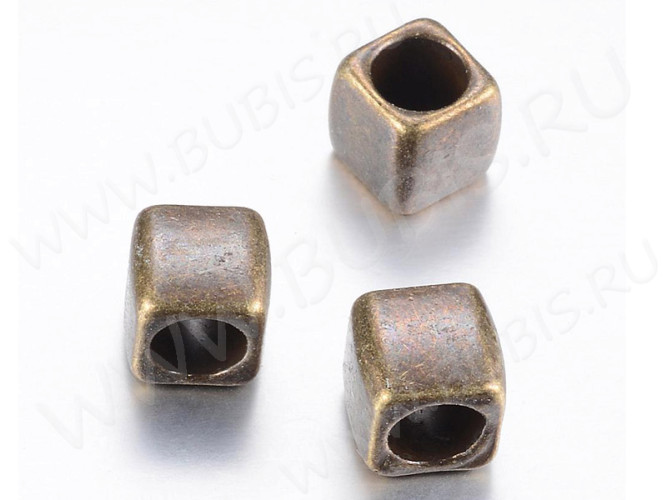 Бусина 201 Кубик 6*6*6мм античная бронза (литьё) (10шт.)
