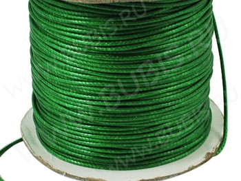 Вощёный полиэстеровый шнур "корейский" 0,5мм зелёный (1м)