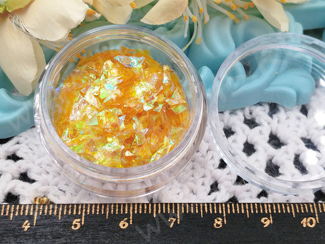 Наполнение для смолы и бутылочек 081 хлопья слюды пластиковые Bubis Crafts золотистые с АВ (декор)