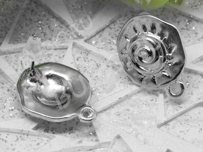 Пуссеты ("гвоздики") №037 Спиралька 17*13*12,5мм цвет платины (литьё) (1 пара)