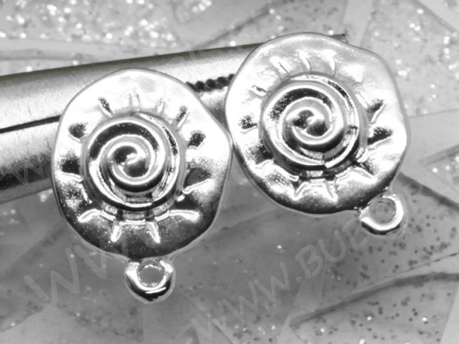 Пуссеты ("гвоздики") №037 Спиралька 17*13*12,5мм цвет платины (литьё) (1 пара)