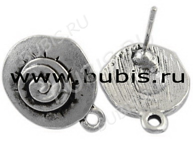 Пуссеты ("гвоздики") №037 Спиралька 17*13*12,5мм цвет платины (литьё) (1 пара)