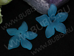 Бусина акрил Цветочек 60 матовый 29*27*7,5мм голубо-бирюзовый полупрозрачный (акрил)