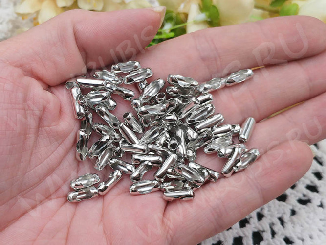 Замочек Фиксатор для шариковой цепочки 06 (для цепочки 2,5-3,5мм) 10*4*4мм цвет платины (Iron) (20шт.)