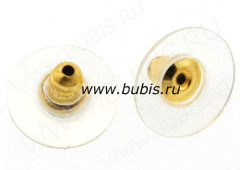 (СКИДКИ!!!) Зажимы для пуссет(гвоздиков) и швенз №03 12*6мм прозрачные+золотистый (Brass) (10 пар)