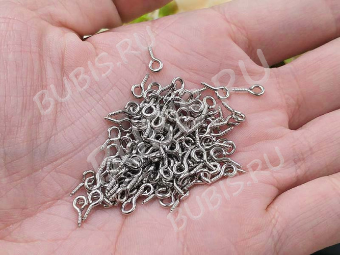 (СКИДКИ!!!) Штифт винтовой 16 толстый 8*4*1,3мм цвет платины (Iron) (50шт.)