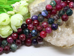 (ОПТ) Бусина округлая ГРАНЁНАЯ 10мм Агат кракле и не кракле МИКС вишнёво-т.зелёный (камни) (НИТЬ)