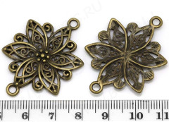 103 Коннектор Цветочек большой 40*28*2,5мм античная бронза (литьё)