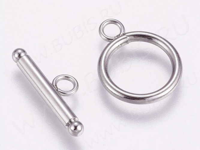 174 Тоггл округлый простой 21*16мм и 23*8мм цвет платины (Хирургическая сталь)