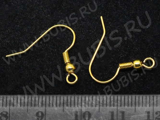 Швензы-крючки №014 с пружинкой и шариком 20*18,5мм золотистые (Brass) (10 пар)