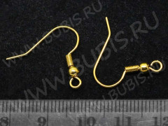 Швензы-крючки №014 с пружинкой и шариком 20*18,5мм золотистые (Brass) (10 пар)