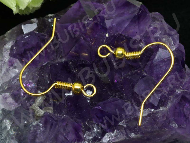 Швензы-крючки №014 с пружинкой и шариком 20*18,5мм золотистые (Brass) (10 пар)