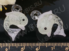 Подвеска Дельфинчик 01 3D светонакопительный 25*21*9,5мм св.розовый прозрачный (Lampwork)