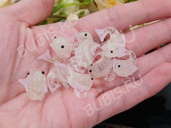 Подвеска Дельфинчик 01 3D светонакопительный 25*21*9,5мм св.розовый прозрачный (Lampwork)