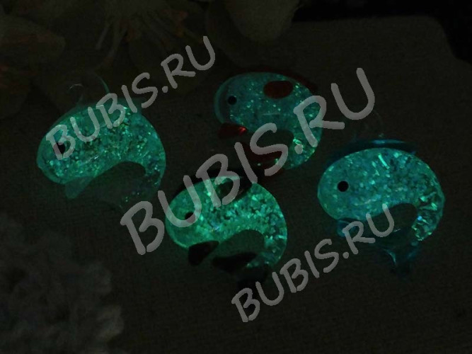 Подвеска Дельфинчик 01 3D светонакопительный 25*21*9,5мм св.розовый прозрачный (Lampwork)
