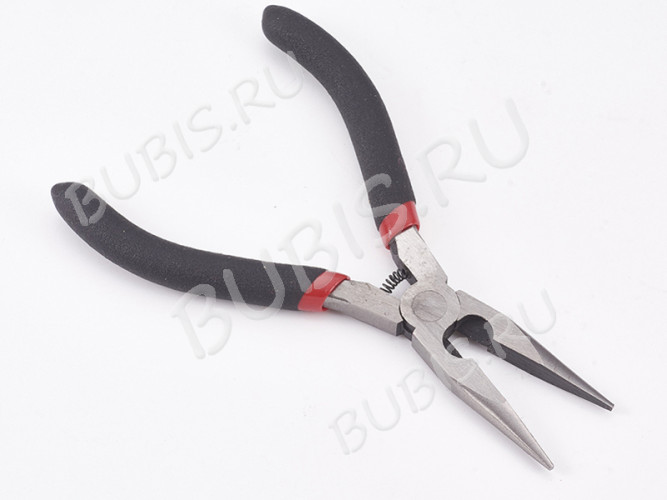 Тонкогубцы 29 утконосы без бороздок с кусачками и пружинкой 128мм чёрные (инструменты для бижутерии)
