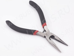 Тонкогубцы 29 утконосы без бороздок с кусачками и пружинкой 128мм чёрные (инструменты для бижутерии)