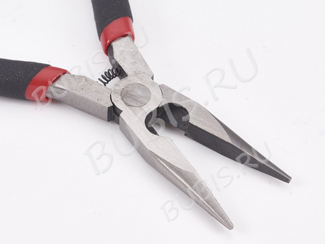 Тонкогубцы 29 утконосы без бороздок с кусачками и пружинкой 128мм чёрные (инструменты для бижутерии)