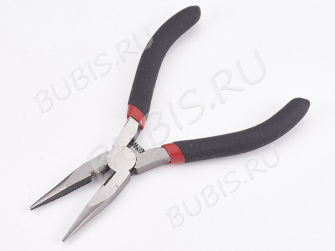 Тонкогубцы 29 утконосы без бороздок с кусачками и пружинкой 128мм чёрные (инструменты для бижутерии)