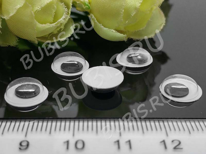 Глазки №07 Округлые с бегающим зрачком 10*10*3мм чёрно-белые (декоративные элементы) (10шт.)