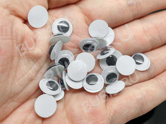 Глазки №07 Округлые с бегающим зрачком 10*10*3мм чёрно-белые (декоративные элементы) (10шт.)