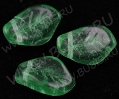 Подвеска Листик 05 15*10*4мм изогнутый зелёно-св.зелёный прозрачный (стекло)